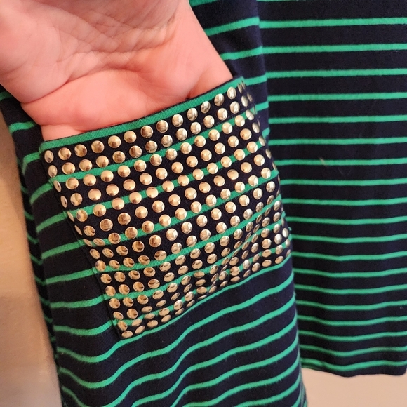 Soft Surroundings Green Navy Striped‎ Tunic Size Medium - Picture 7 of 12